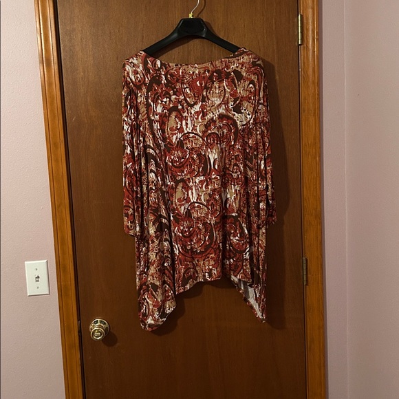 Ruby Rd. Red and Brown Patterned Tunic - Picture 3 of 3